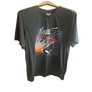 Puma Black Hoops Graphic Tee with Orange Basketball Mens Size Medium NWT Casual